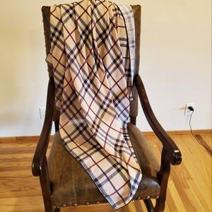 beautiful shawl scarf plaid design cream red black cotton blend hand stitched